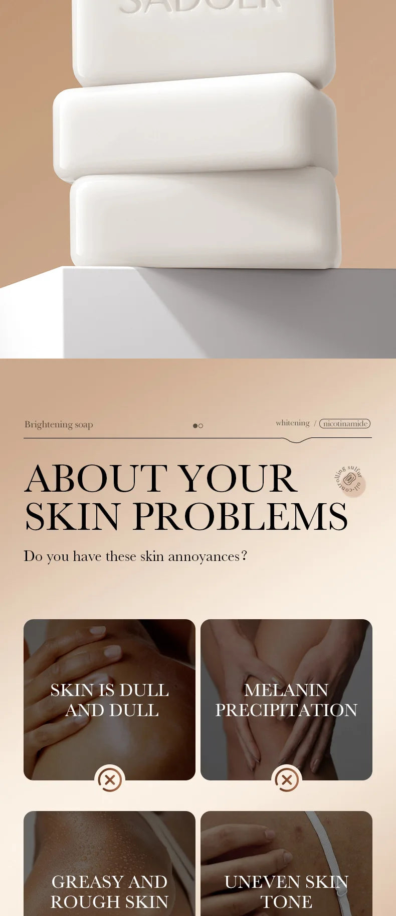 Savon Éclaircissant au Niacinamide - Nettoyage Profond Visage & Corps